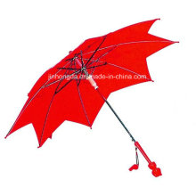 Red Leaf Cover Fiberglass Rain and Sun Straight Umbrella (YSC0010)